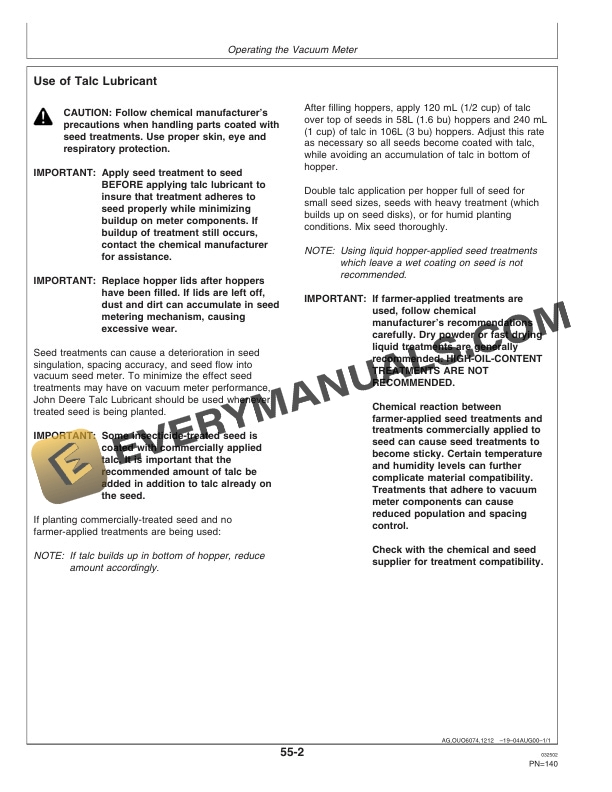 John Deere 1770 Front Fold Drawn Cons. 12 RN Planter Operator Manual OMA72770 2