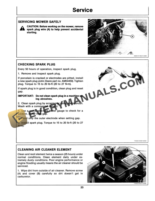 John Deere 18 AND 20 INCH WALK BEHIND ROTARY MOWERS SERIAL NO. 250001 Operator Manual OMTY20587 3