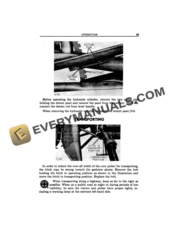 John Deere 18 ONE ROW PULL TYPE CORN PICKER Operator Manual OMN67260 2