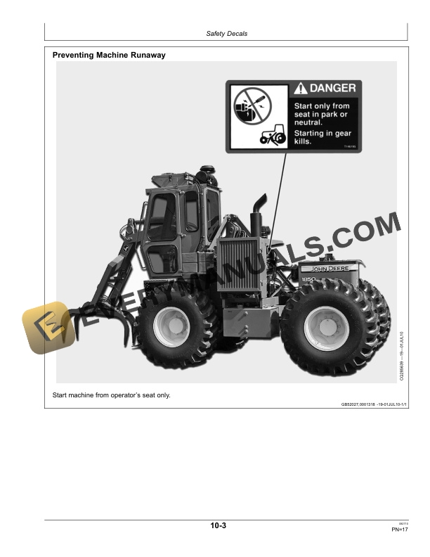 John Deere 1850 High Reach Loader Operator Manual OMCM1850001 4 John Deere 1850 High Reach Loader Operator Manual OMCM1850001-2