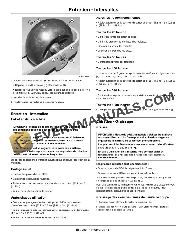 John Deere 1.8m (72 In) Side Discharge, 1.2 (47 In) to 3m (118 In) Rear Discharge Operator Manual OMTCU38842 2 John Deere 1,8m (72 In) Side Discharge, 1,2 (47 In), 1.8m (72 In), 2,23 (88 In) and 3m (118 In) Rear Discharge Operator Manual OMTCU38842-2