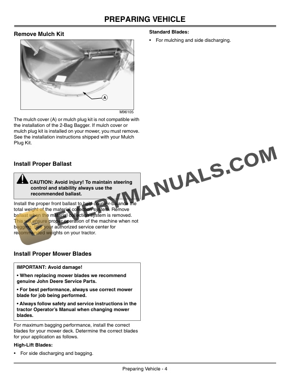 John Deere 2 Bag Bagger For 38 Inch and 42 Inch Mower Decks Operator Manual OMGX10632 2