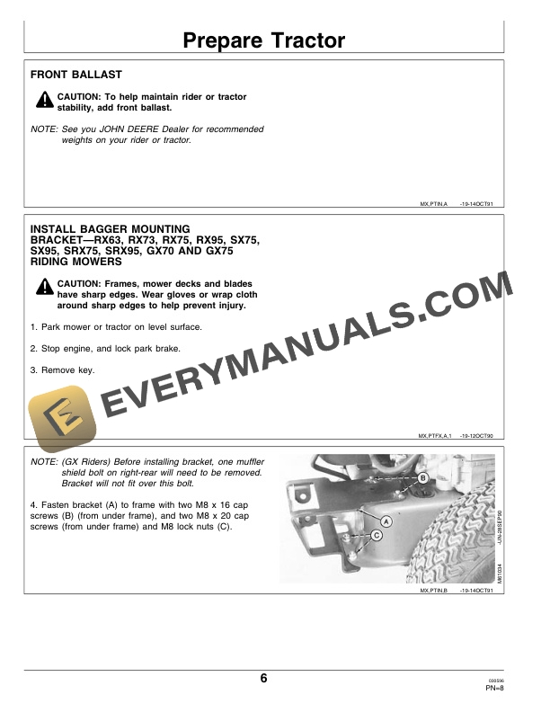 John Deere 2 Bag Grass Bagger for RX SX SRX and GX Riding Mowers and LX Lawn Tractors Operator Manual OMM115491 2
