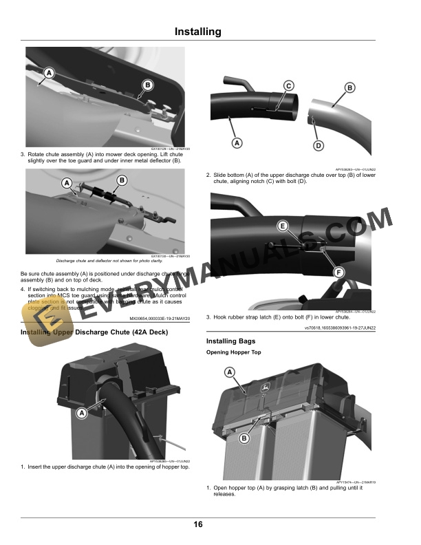 John Deere 2-Bag Material Collection System For 42 Inch Accel Deep Mower Decks Operator Manual OMUC32589E 5 John Deere 2-Bag Material Collection System for 42 Operator Manual OMUC32589E-3