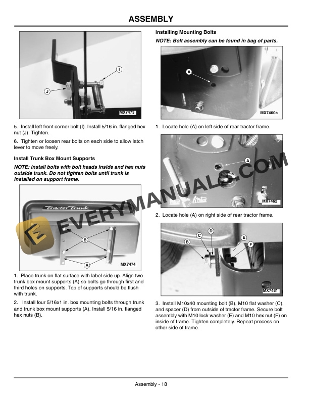 John Deere 2 Cubic Foot Tractor Trunk Operator Manual OMM144872 3