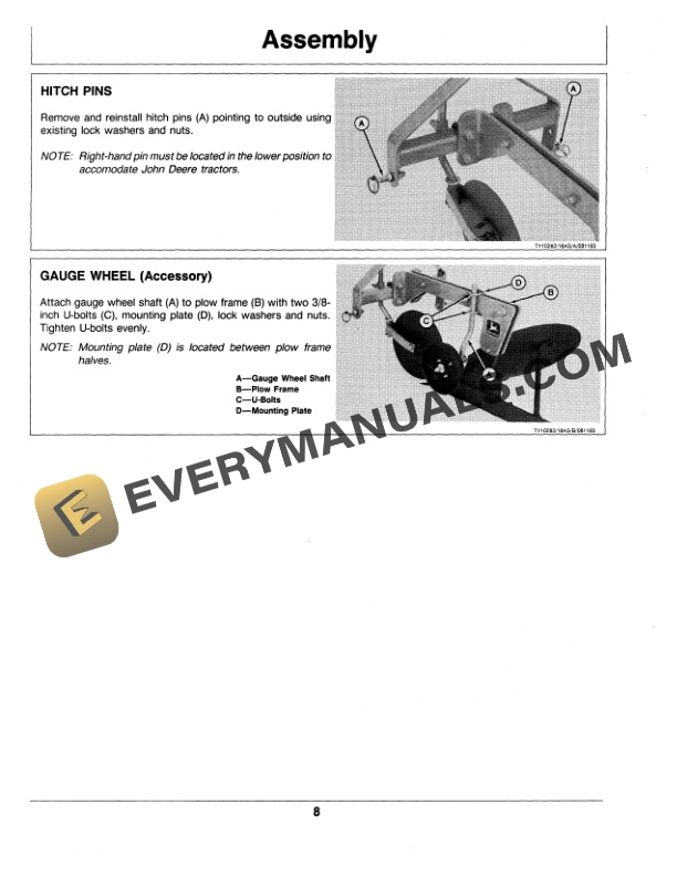 John Deere 20 PLOW Operator Manual OMTY20643 2