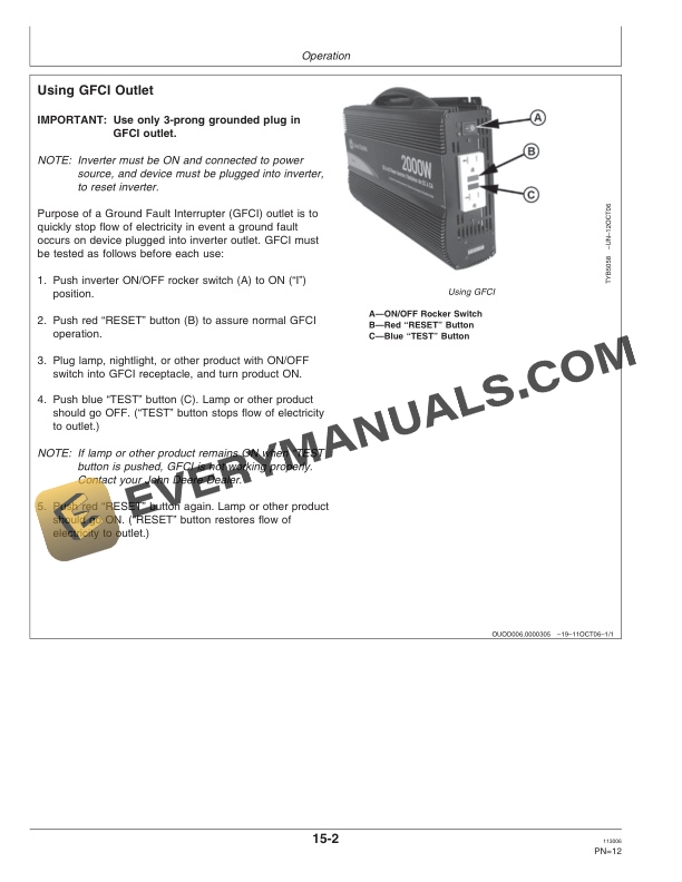 John Deere 2000 Watt Power Inverter TY26330 Operator Manual OMTY26361 2