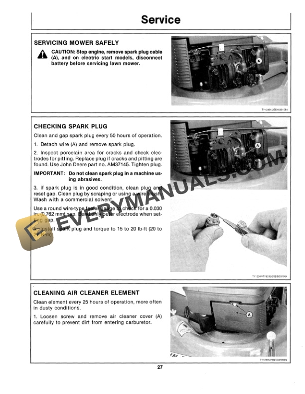 John Deere 21 INCH WALK BEHIND ROTARY MOWERS SERIAL NO. 335001 Operator Manual OMTY20718 3