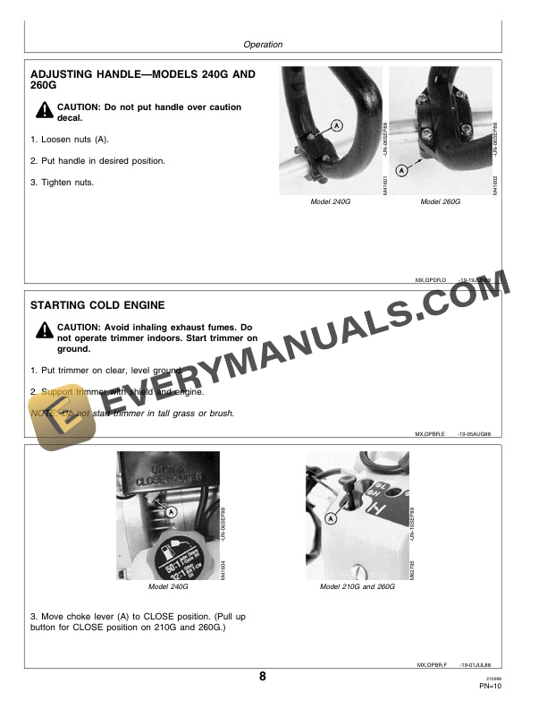John Deere 210G Trimmer Edger 240G and 260G Trimmer Brush Cutters Operator Manual OMM95191 2