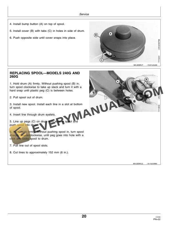 John Deere 210G Trimmer Edger 240G and 260G Trimmer Brush Cutters Operator Manual OMM95191 3