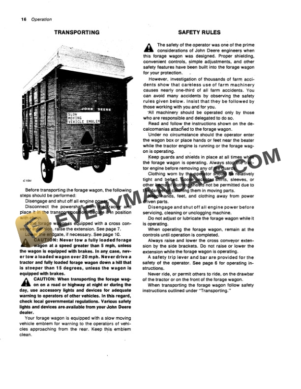 John Deere 214 AND 216 FORAGE WAGON Operator Manual OMW21341 3