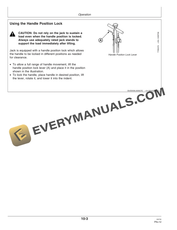 John Deere 22 Ton Air Actuated Hydraulic Truck Jack Operator Manual OMTY26294 2