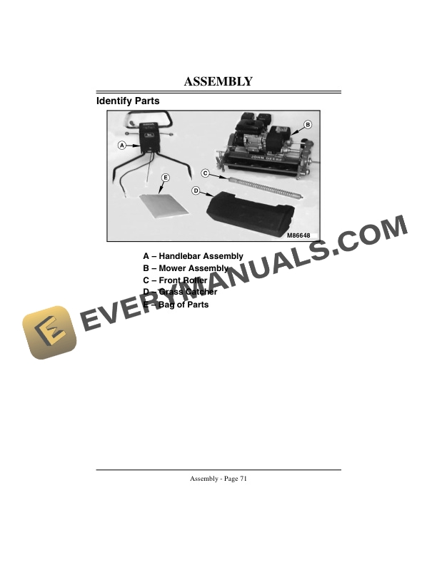 John Deere 220A Walk Behind Greensmower Serial No. 030001 Operator Manual OMMT3344 3