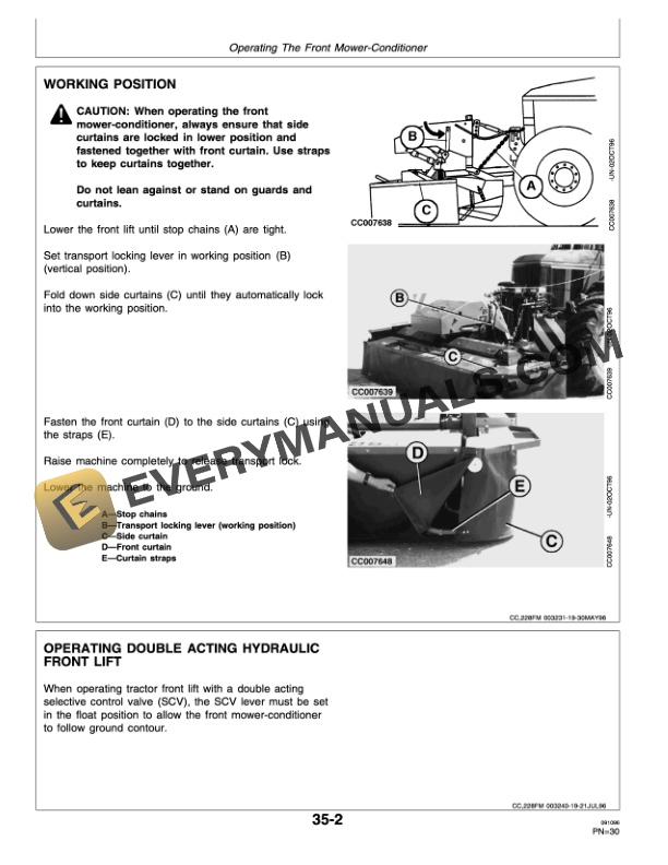 John Deere 228 Front Mower Conditioner Operator Manual OMCC42992 2