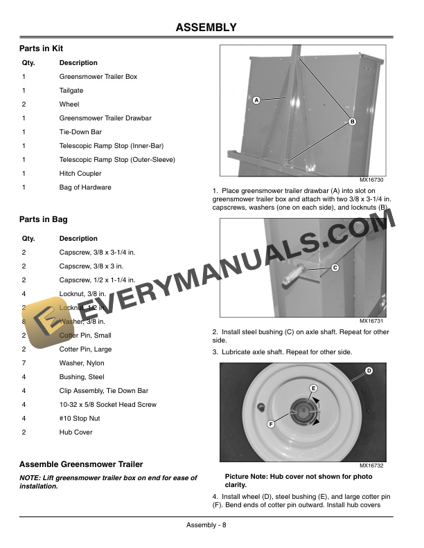 John Deere 22B Walk Behind Greensmower Trailer Operator Manual OMTCU16928 2