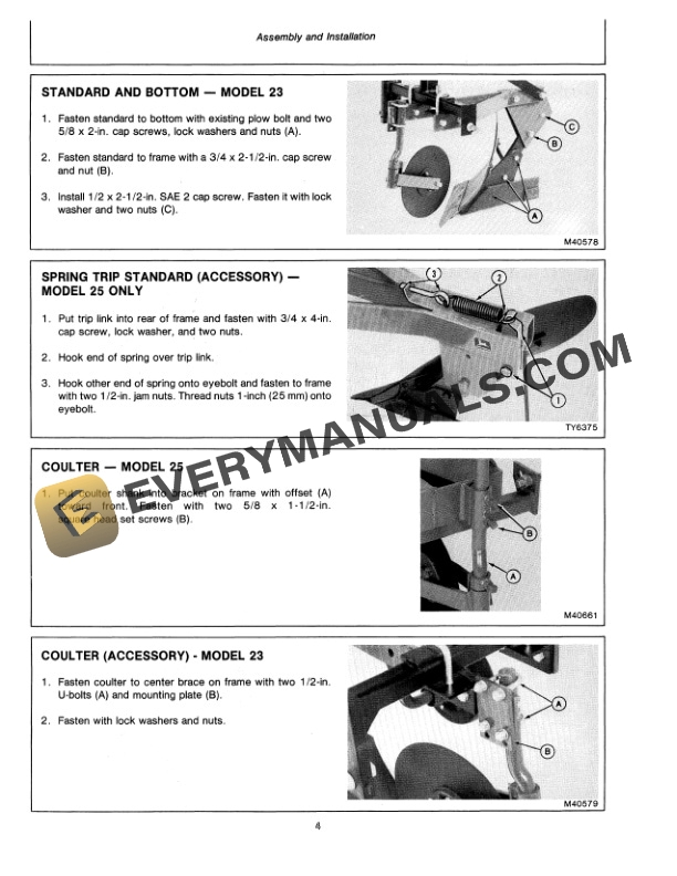 John Deere 23 and 25 Plow Operator Manual OMM73873 2
