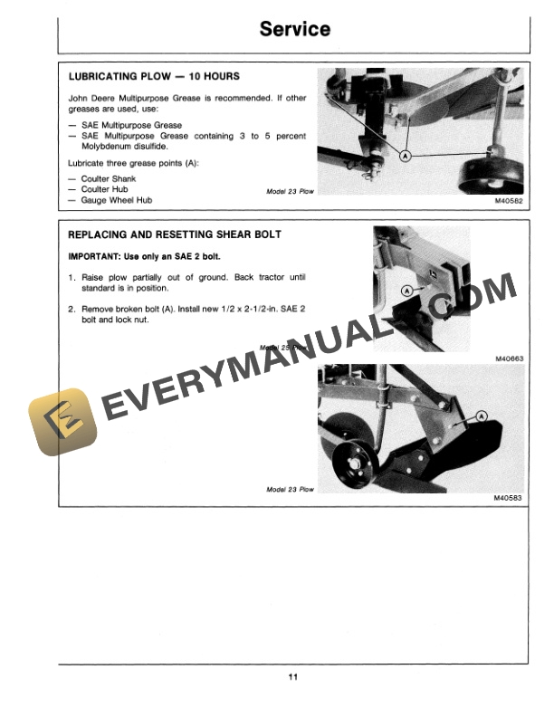 John Deere 23 and 25 Plow Operator Manual OMM73873 3