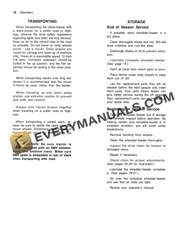 John Deere 230 SHREDDER FEEDER Operator Manual OMGA10450 2