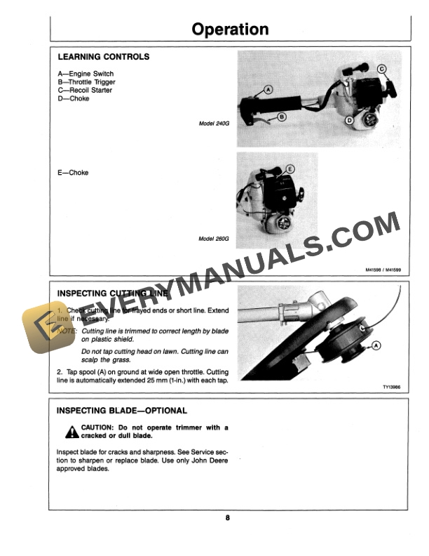 John Deere 240G AND 260G TRIMMER BRUSH CUTTER Operator Manual OMM77677 2