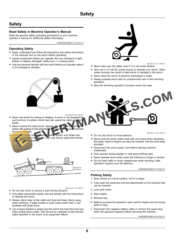John Deere 2500, 3500, 4500 LB Winch Gator Utility Vehicles Operator Manual OMUC31420E 4 John Deere 2500, 3500, and 4500 lb Winch Gator Utility Vehicles Operator Manual OMUC31420E-2