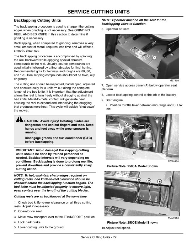 John Deere 2500A And 2500E Professional Greensmower Operator Manual OMTCU18506 2