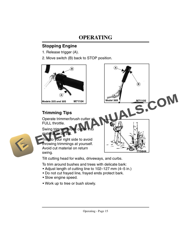 John Deere 25S 30S and 38B Trimmer Brush Cutters Operator Manual OMM122060 2