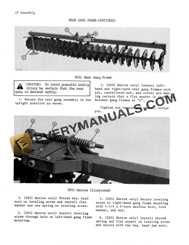 John Deere 2650 and 2651 Offset Plowing Harrow Operator Manual OMGA10294-3