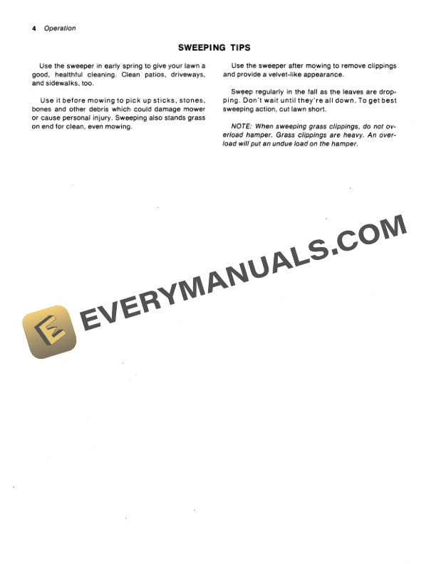 John Deere 26T, 31T and 38T Lawn Sweepers Operator Manual OMTY3891-2