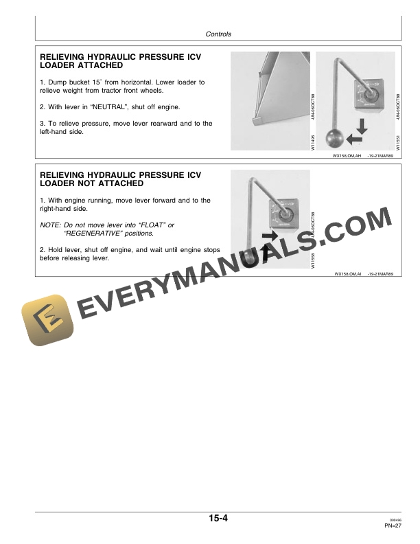 John Deere 280 Farm Loader Operator Manual OMW38892-2