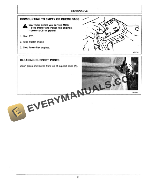 John Deere 3-Bag Material Collection System (MCS) 50 and 55 Series Tractors Operator Manual OMM77710-3