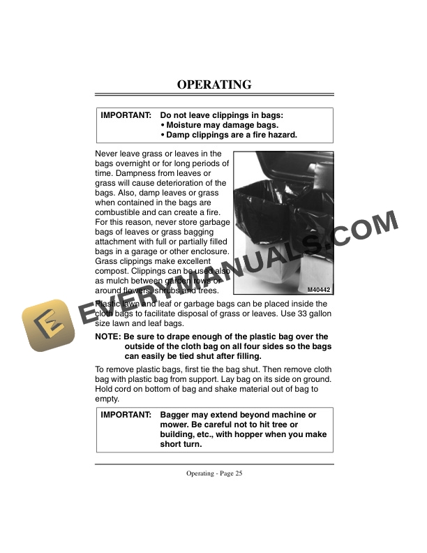 John Deere 3 Bag Material Collection System for 300 and 400 Series Tractors Operator Manual OMM77708 3
