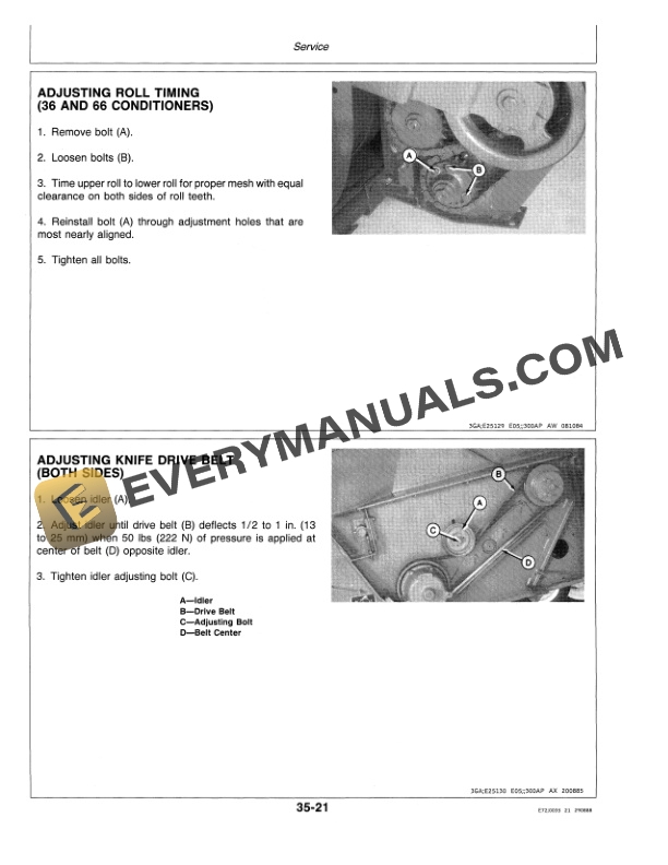 John Deere 31 36 61 and 66 Hay Conditioners 300 Auger Platform Operator Manual OME75019 3