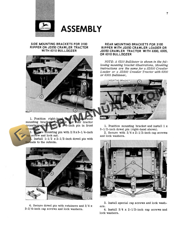 John Deere 3100 and 3110 Hydraulic Ripper Operator Manual OMU17207 2