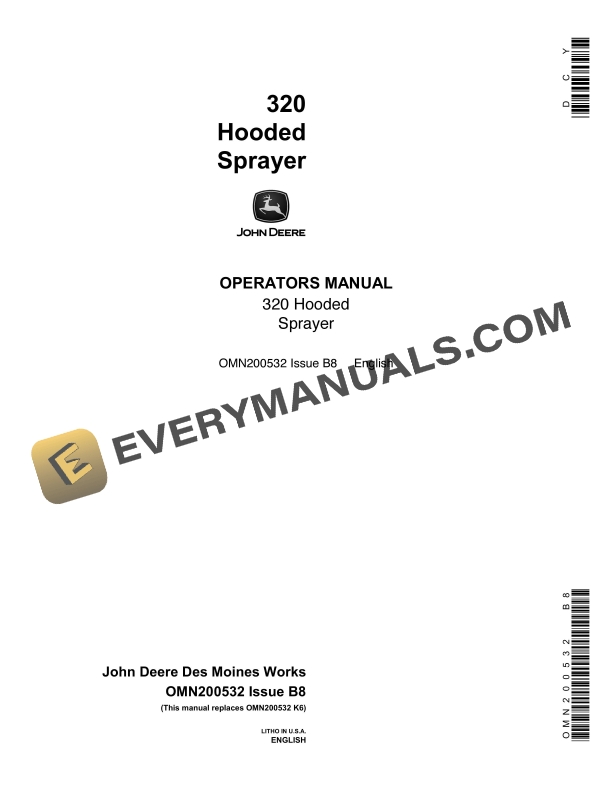 John Deere 320 Hooded Sprayer Operator Manual OMN200532-1
