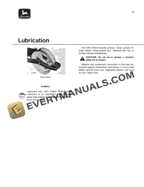 John Deere 33 VEGETABLE PLANTER Operator Manual OMA25188-3