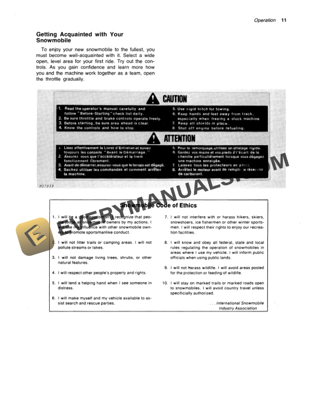 John Deere 340 AND 440 CYCLONE SNOWMOBILE Operator Manual OMM67673 2