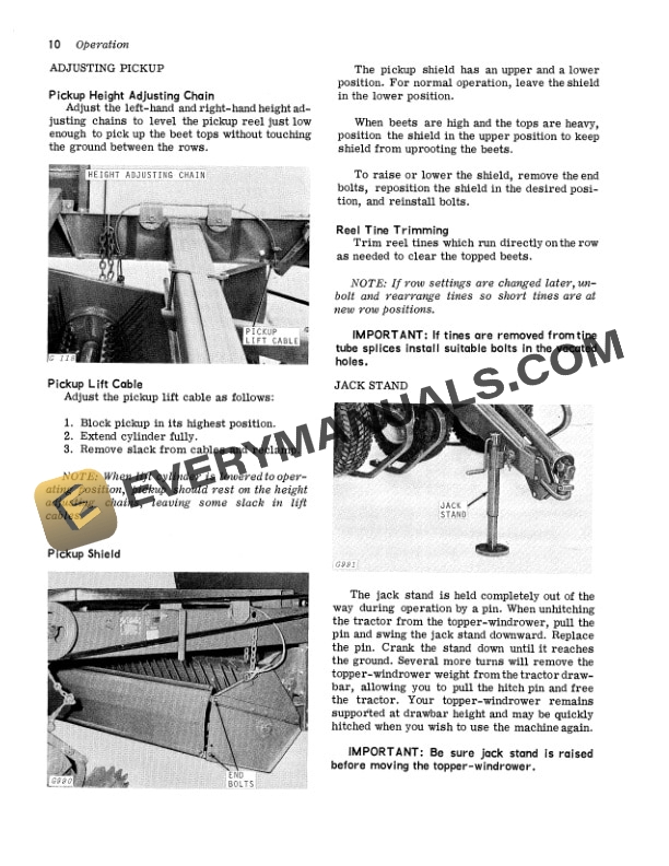 John Deere 341 AND 461 BEET TOPPER WINDROWER Operator Manual OMGA10001 2