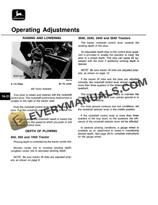 John Deere 35 AND 45 INTEGRAL MOLDBOARD PLOW Operator Manual OMA43507 2
