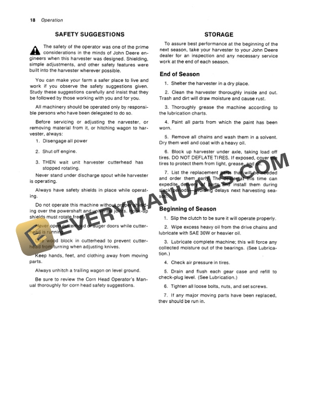 John Deere 38 Forage Harvesters Operator Manual OME48206-2