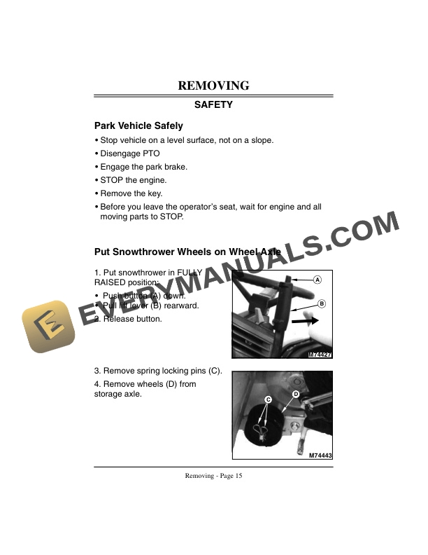 John Deere 38-Inch Snowthrower for LX Lawn Tractor and GT Series Lawn and Garden Tractor Operator Manual OMM95034-2