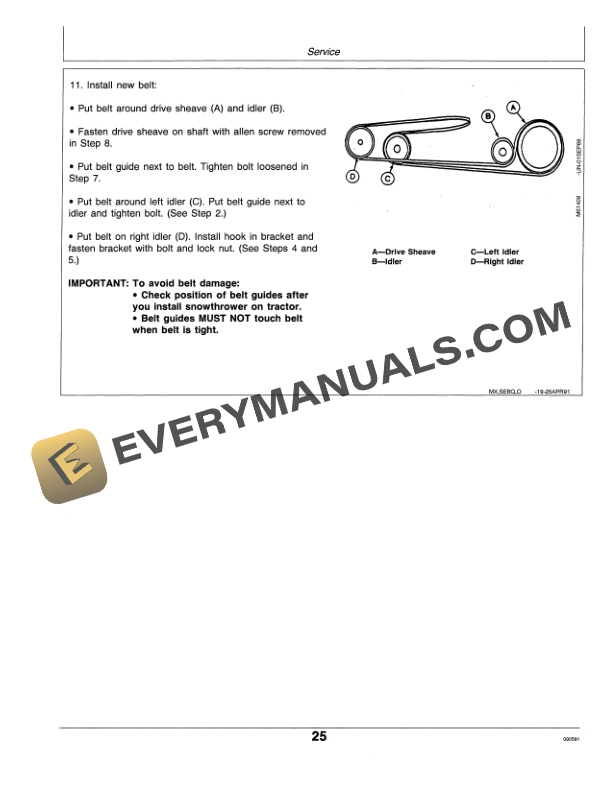 John Deere 38-Inch Snowthrower for STX Tractor Operator Manual OMM79188-3