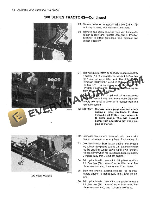 John Deere 4 Log SPLITTER Operator Manual OMTY20502-2