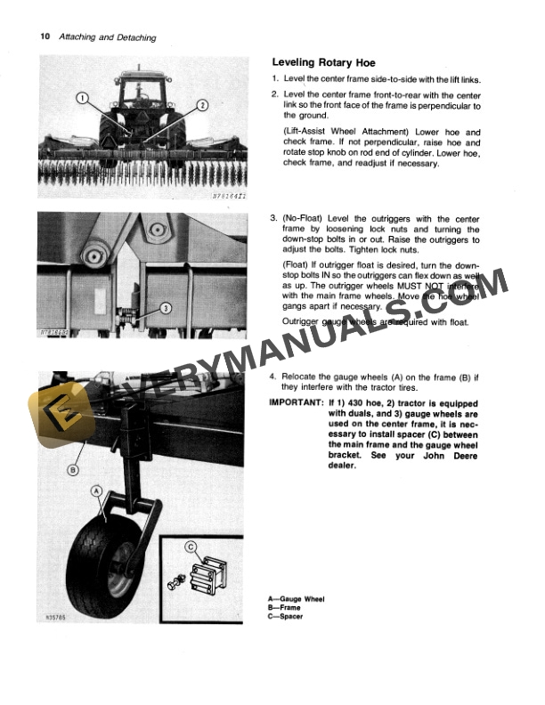 John Deere 400 Series Folding Universal Rotary Hoes Operator Manual OMN159547-2