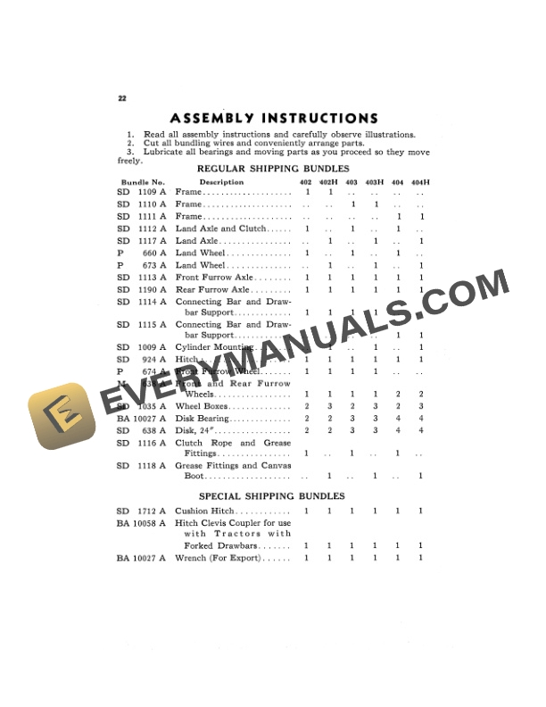 John Deere 400 and 400H Series 2-, 3- and 4-Furrow Drawn Disk Plow Operator Manual OMA9959-3