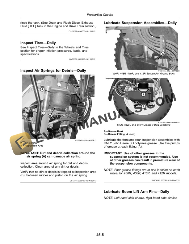 John Deere 400R, 408R, 410R, 412R, 600R, 612R, 616R Self-Propelled Sprayer-Spreader Operator Manual OMKK96016 4 John Deere 400R, 408R, 410R, 412R, 600R, 612R and 616R Self Operator Manual OMKK96016-2
