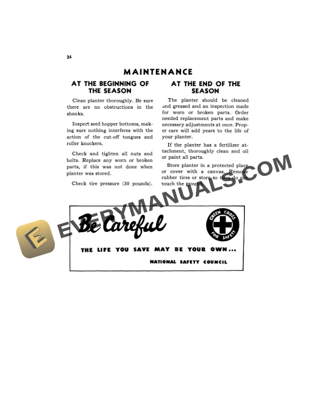 John Deere 406 AND 407 LOOSE GROUND LISTER PLANTER Operator Manual OMB25251-3