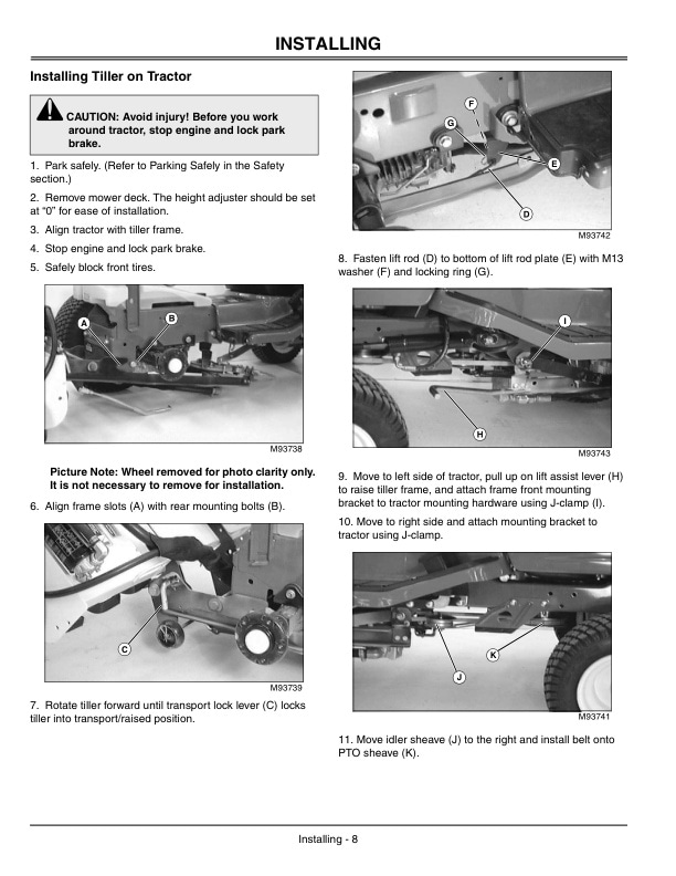 John Deere 42 Hydraulic Tiller Operator Manual OMM145939-2