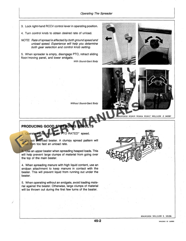 John Deere 450 Hydra Push Manure Spreader Operator Manual OMW37979 2