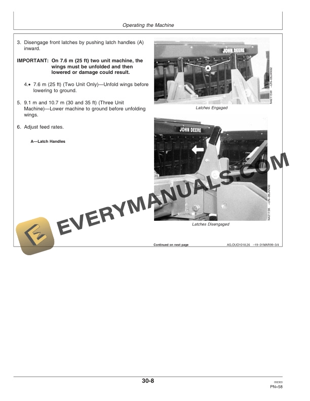 John Deere 455 Series Two and Three Unit Folding Grain Drill Operator Manual OMN300244 2