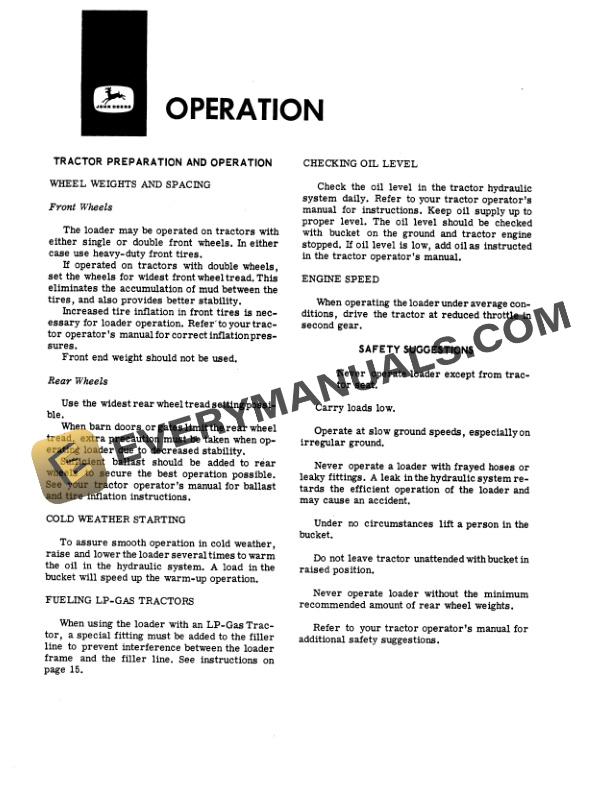 John Deere 46 FARM LOADERS Operator Manual OMC14318 2